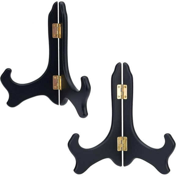 2 Packs Wooden Display Stand Black Easels Plate Holders for Home Displaying Picture Photo Books Weddings Birthday Table Decoration Racks 7 Inch diy