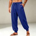 thumbnail image 2 of Mens Sweatpants Loose Fit Joggers Tapered Leg Lounge Pants Drawstring Waist Cotton Sweat Pants with Pockets Royal Blue S, 2 of 5