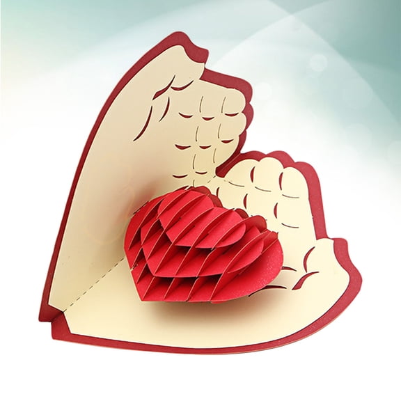 LOLIPPYY Handwritten Valentines Day Card 3D Design Red Memory Card for Lovers 1Pcs