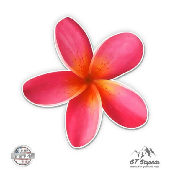 Plumeria Flower Pink - 3" Vinyl Sticker - For Car Laptop I-Pad Phone Helmet Hard Hat - Waterproof Decal