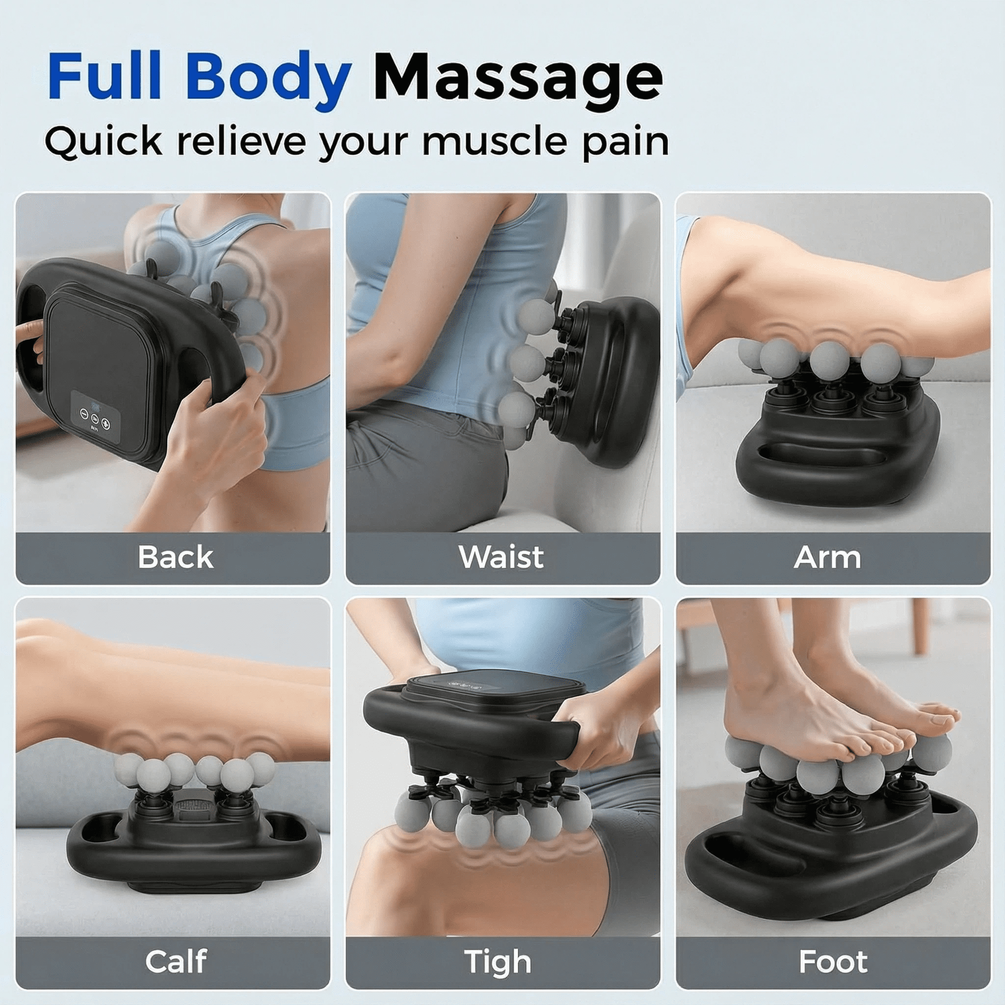 16-Head Massage Gun Set, Deep Tissue Percussion Massager with 8 Modes & 50 Intensities, Portable Quiet Muscle Massage Gun for Legs, Waist, Back, Neck, Buttocks Muscles Pain Relief, Black