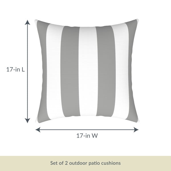 Island Retreat All-Weather Outdoor Throw Pillow - Slate Grey and White Stripe - Set of 2