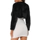 thumbnail image 3 of INSPIRE CHIC Chaqueta Bolero de Piel Sintética para Mujeres, Corta, con Lazo Frontal, Abrigo Esponjoso, 2XL, Negro, 3 of 6