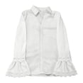 thumbnail image 4 of Womens Tops Elegant Lace Edge Cotton Linen Solid Pullover Spring Summer Shirts for Women White 3Xl, 4 of 4