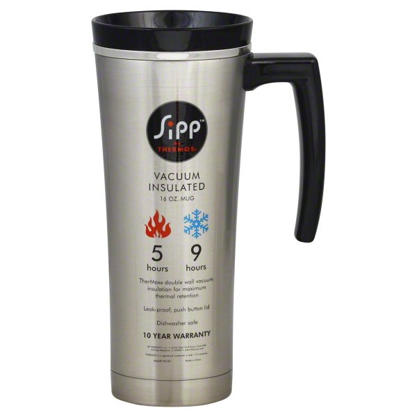 Thermos Ns100bk004 Sipp 16 Ounce Stainless Steel Travel Mug With Tea Hook 6927