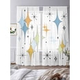 thumbnail image 3 of Blue Yellow Diamond Sheer Curtains 96 Inch Length 2 Panels Set Window Treatments, Modern Geometric Middle Century Rod Pocket Semi Curtains for Living Room/Bedroom/Kitchen Décor, 104"W x 96"L, 3 of 7