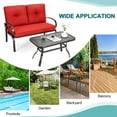 thumbnail image 5 of Costway 2PCS Patio LoveSeat Coffee Table Furniture Set  Bench W/ Cushions Red, 5 of 11