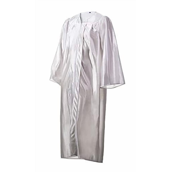 Honors Graduation Academic Gown (White, Shiny, Size 54 Plus) size in height (5'9" - 5'11") over 270 ibs - Unisex - for Highschool and College