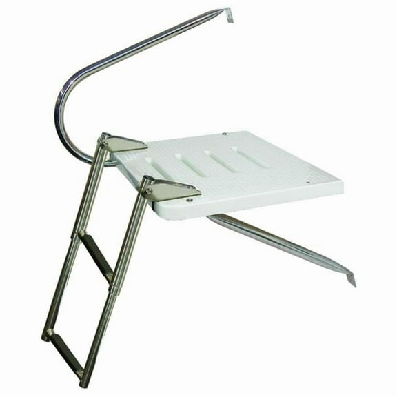 JIF Marine 3-Step O/B Transom Platform w/1 Arm SS 316 Telescoping Top Mount Boat - Dock Table