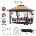 thumbnail image 3 of EastVita 12 x 12ft Pop-up Gazebo Double Roof Outdoor Canopy Tent with Mosquito Netting Camping Canopy Gazebo for Lawn Patio and Garden, 3 of 7