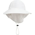 thumbnail image 2 of Muryobao Toddler Kids Baby Girls Boys Sun Hat Summer UPF 50+ UV Protection Caps Wide Brim Neck Flap Beach Play Fishing Hats White  1-3T, 2 of 5
