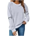 thumbnail image 4 of Kilaqueen Crewneck Sweatshirts Women Halloween Skeleton Hand Sweatshirts Lightweight Long Sleeve Spooky Season Sweatshirt Pullover Basic Tee, 4 of 5