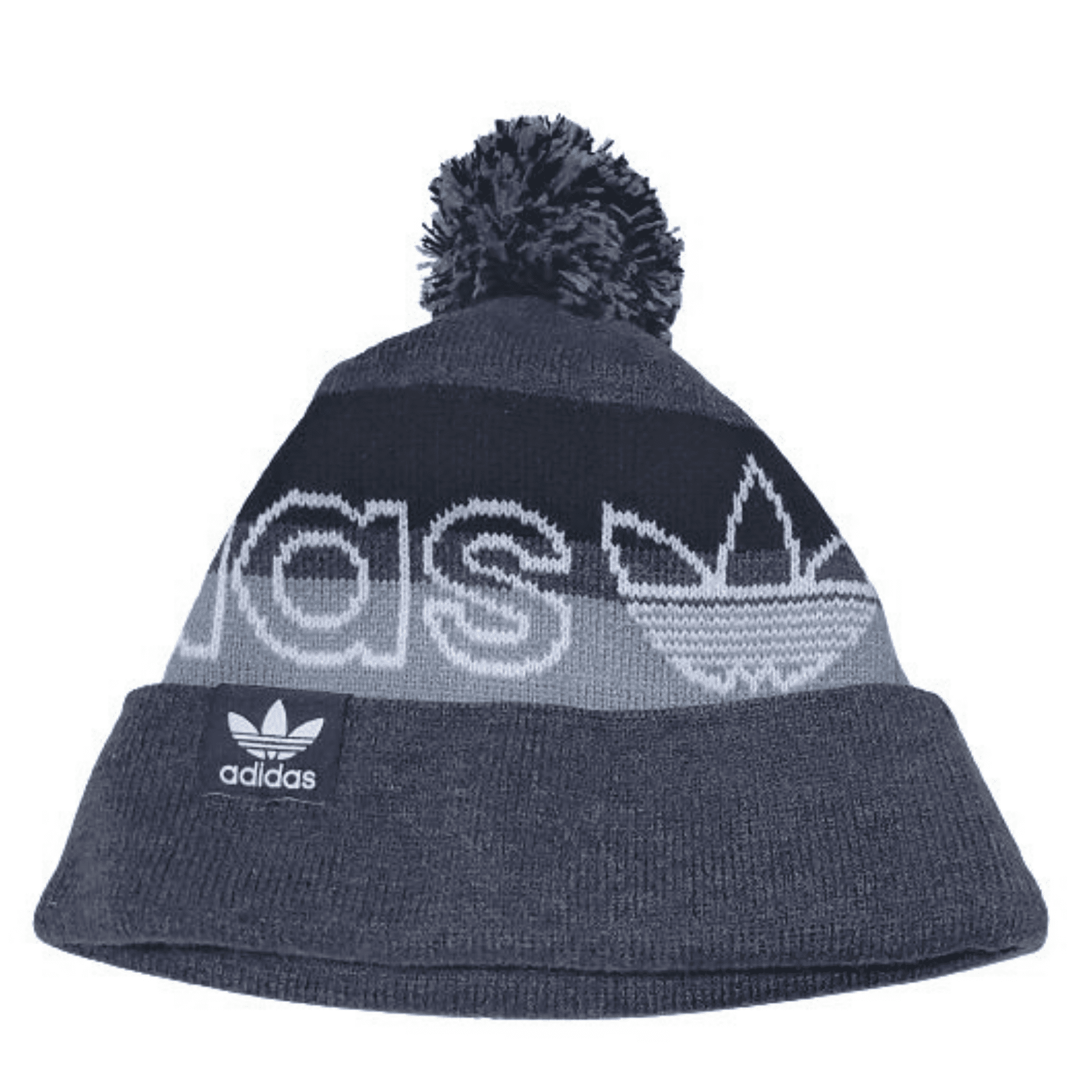 Adidas Unisex Original Pom Beanie Hat Black Grey, One Size -