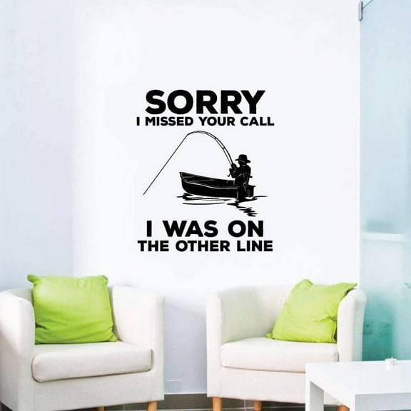 On The Other Line Quote Fishing Fish Fisher Fishers Fisherman Quotes Vinyl Design Wall Sticker Wall Art Wall Decal Boy Girl Kid Room Pool Area Bedroom Home Decor Stickers Decoration Size (20x18 inch)