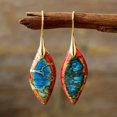 thumbnail image 2 of Bohemian Natural Imperial Stone Leaf Dangle Earrings For Women Jewelry Gift, 2 of 5