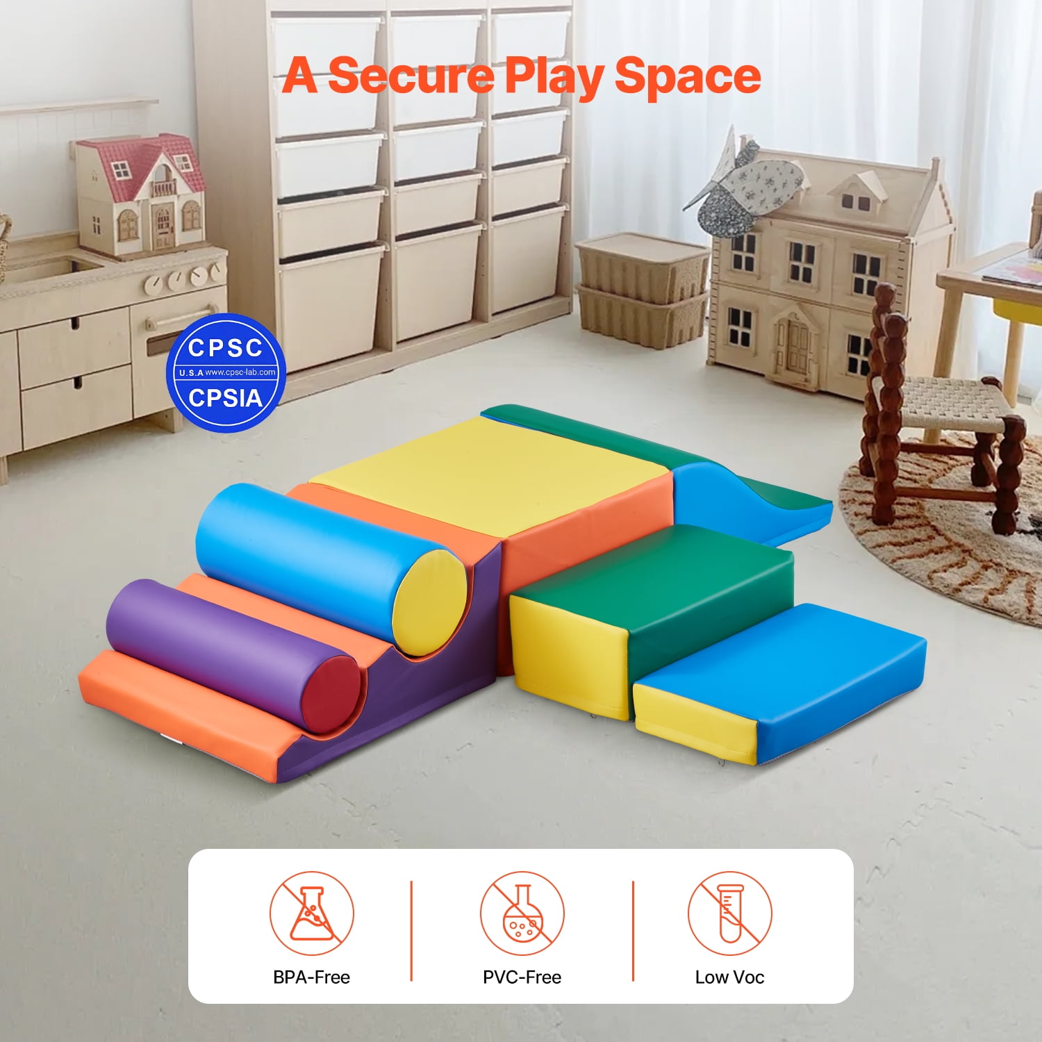 KFFKFF Ascent Playthings, Collection of 7, Foam-based Ascent Playthings for Youngsters aged 6 Months to 3 Years, PU Leather Ascent Cubes, Indoor Ascend and Creep Activity Kit for Crawling & Sliding
