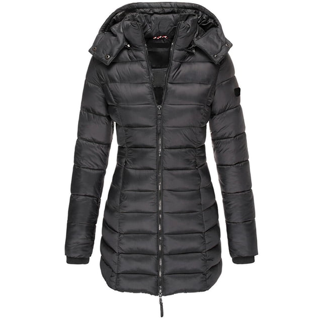 Chaquetas de algodón cálidas para mujer, chaquetas de estilo delgado con capucha de longitud media, abrigo informal sencillo y grueso, holgado y elegante, novedad