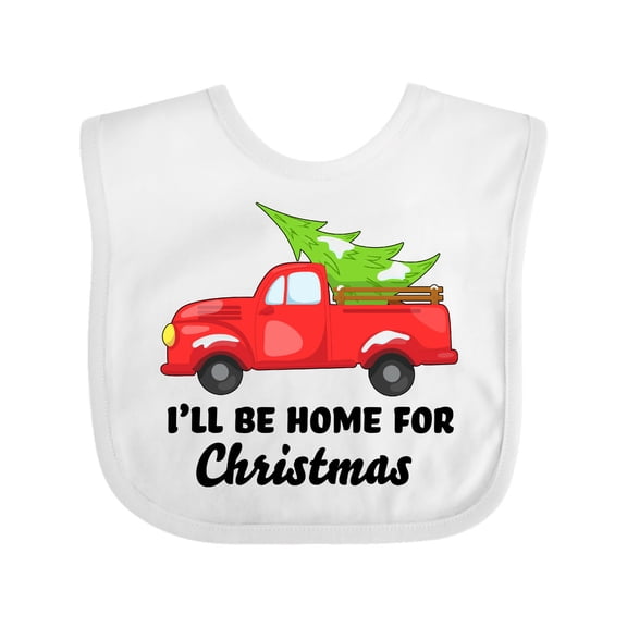 Inktastic I'll Be Home for Christmas Truck with Tree Boys or Girls Baby Bib