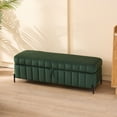 thumbnail image 3 of NEW 49.21" Wide Upholstered Velvet Storage Soft Bench Footstool Ottoman End of Bed with Metal Legs, Foot Rest for Living Room, Entryway and Bedroom. Green, 3 of 8