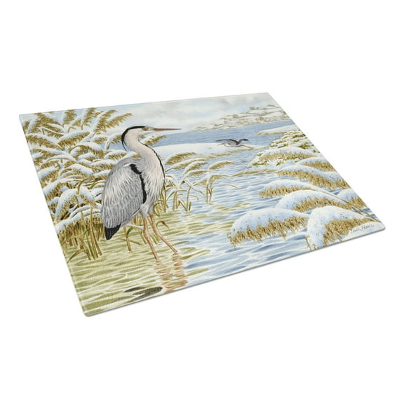 Caroline's Treasures Blue Heron by the Water Glass Cutting Board Large