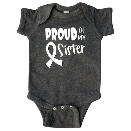 

Inktastic Proud of my Sister Blindness Awareness White Ribbon Gift Baby Boy or Baby Girl Bodysuit