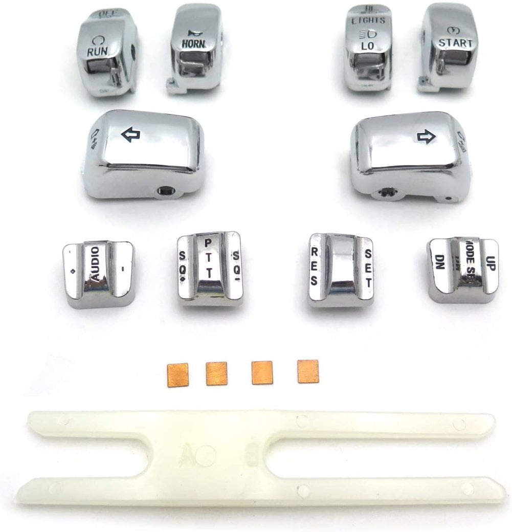 PBYMT Chrome Switch Housings Caps Set Compatible for Harley Dyna Touring Electra Glide Road King 1996-2013 