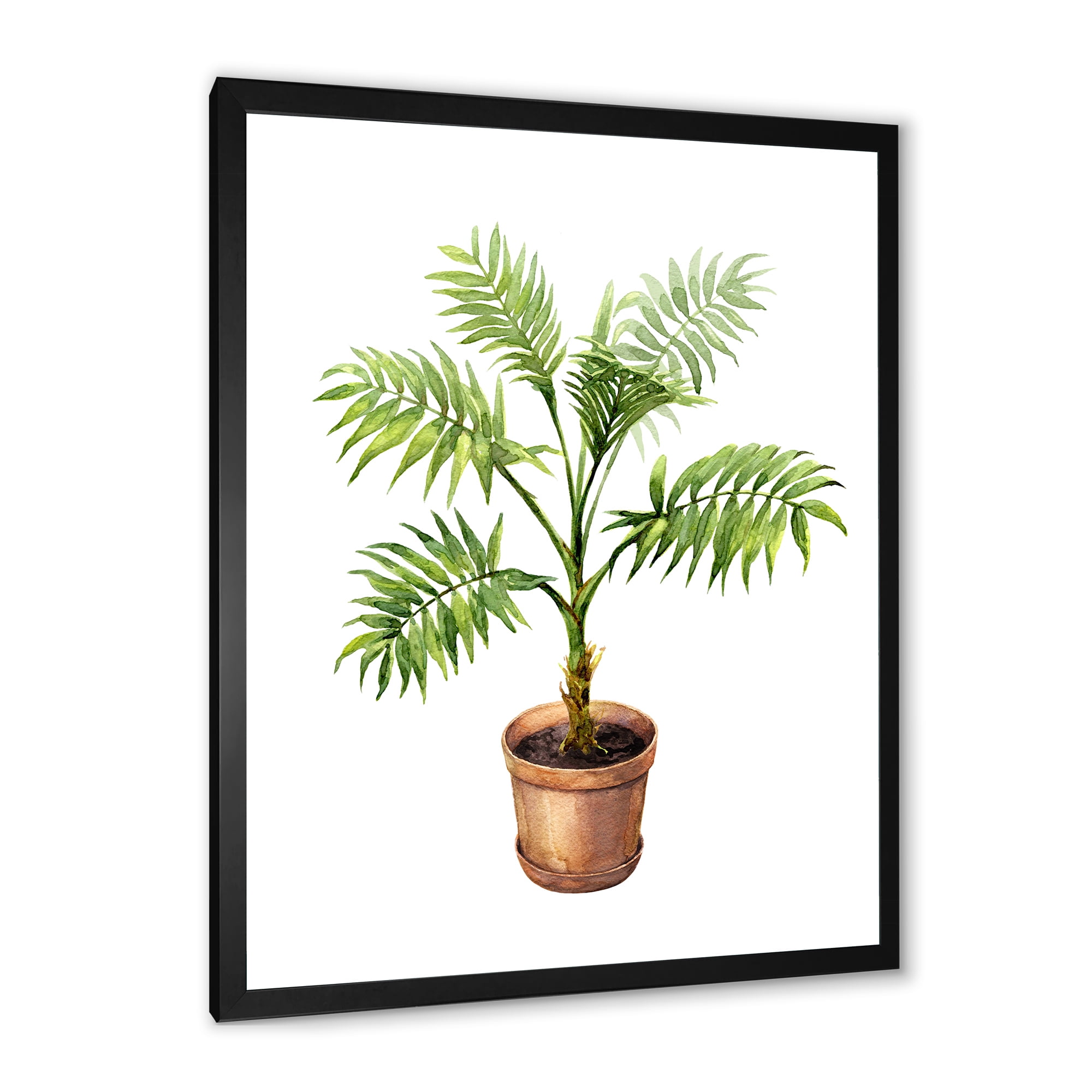 Designart 'Palm Plant In Clay Flowerpot' Traditional Framed Art Print