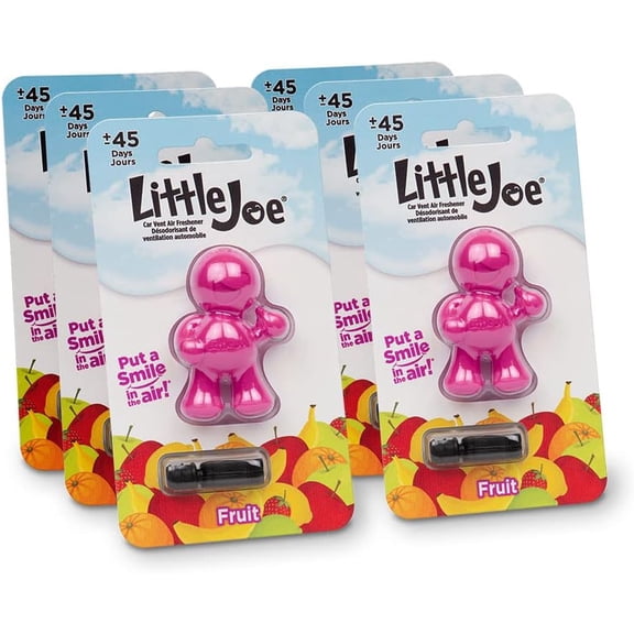 Little Joe 96404-6PK Fruit Scent, Car Air Freshener, Clips to A/C Air Vent, Alcohol-Free Fragrance Oil, Non-Hazardous and Non-Toxic Plastic, Set of 6