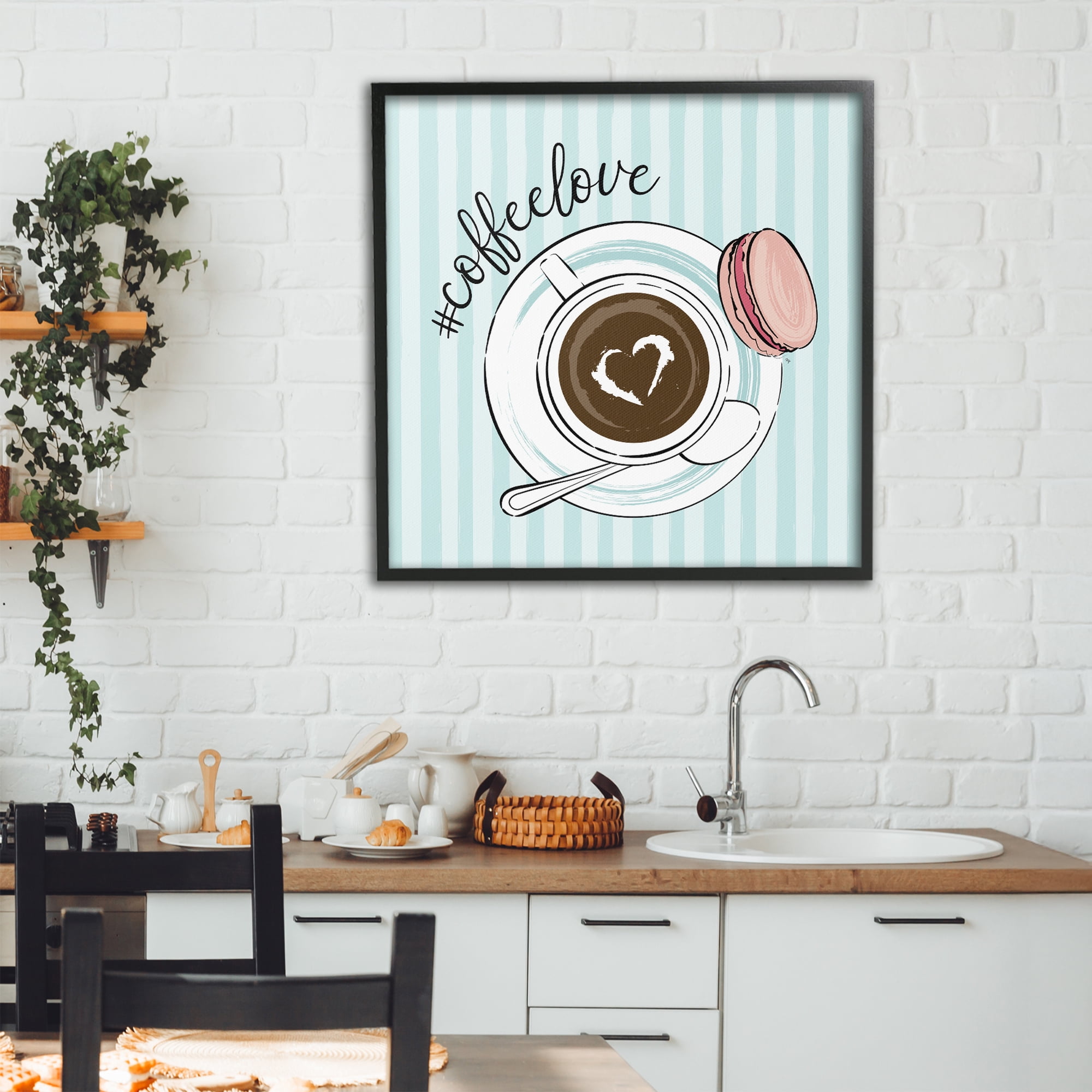 Stupell Industries Coffee Love Hashtag Black Framed Giclee Art, design by Martina Pavlova