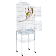 Renwick 62.5" Metal Rolling Birdcage with Detachable Stand, White