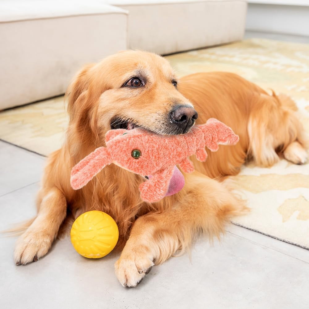Interactive Dog Toy, 2026 Upgrade Plush Dog Toys for Small Dogs Calming, Small Simulation Lobster Floppy Funny Moving Sturdy Pet Puppy Chew Toy for Chewing Teething