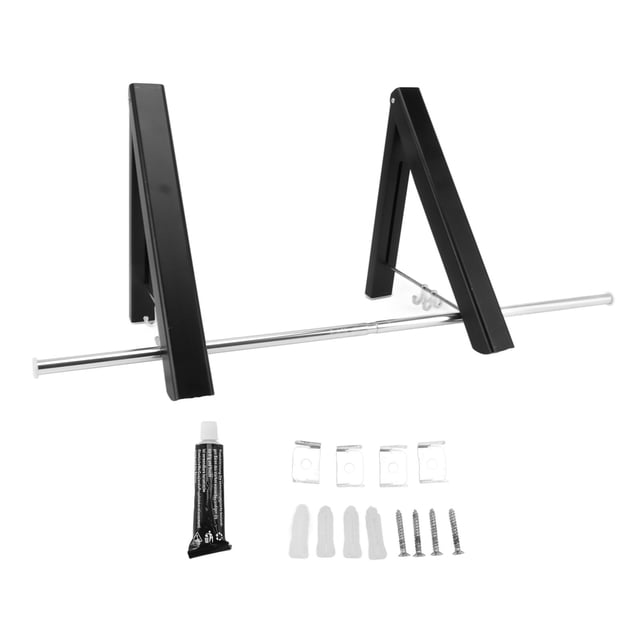 Perchero retráctil de pared de aluminio invisible para colgar ropa, para balcón, color negro