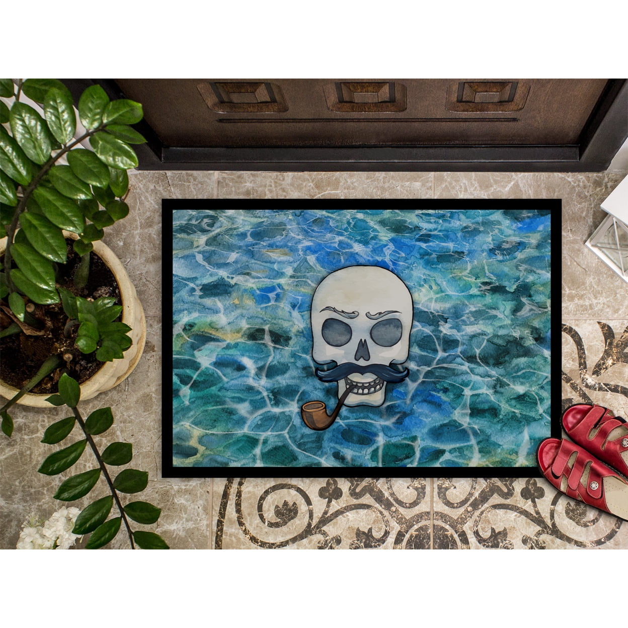 Skeleton Skull Pirate Doormat 24x36
