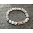 thumbnail image 2 of Rose Quartz and Selenite Crystal Bead Bracelet 8mm, Wholesale Genuine Rose Quartz Cylinder with Copper Discs Stretch Gemstone Bracelet, Gift for Men & Women (2), 2 of 9