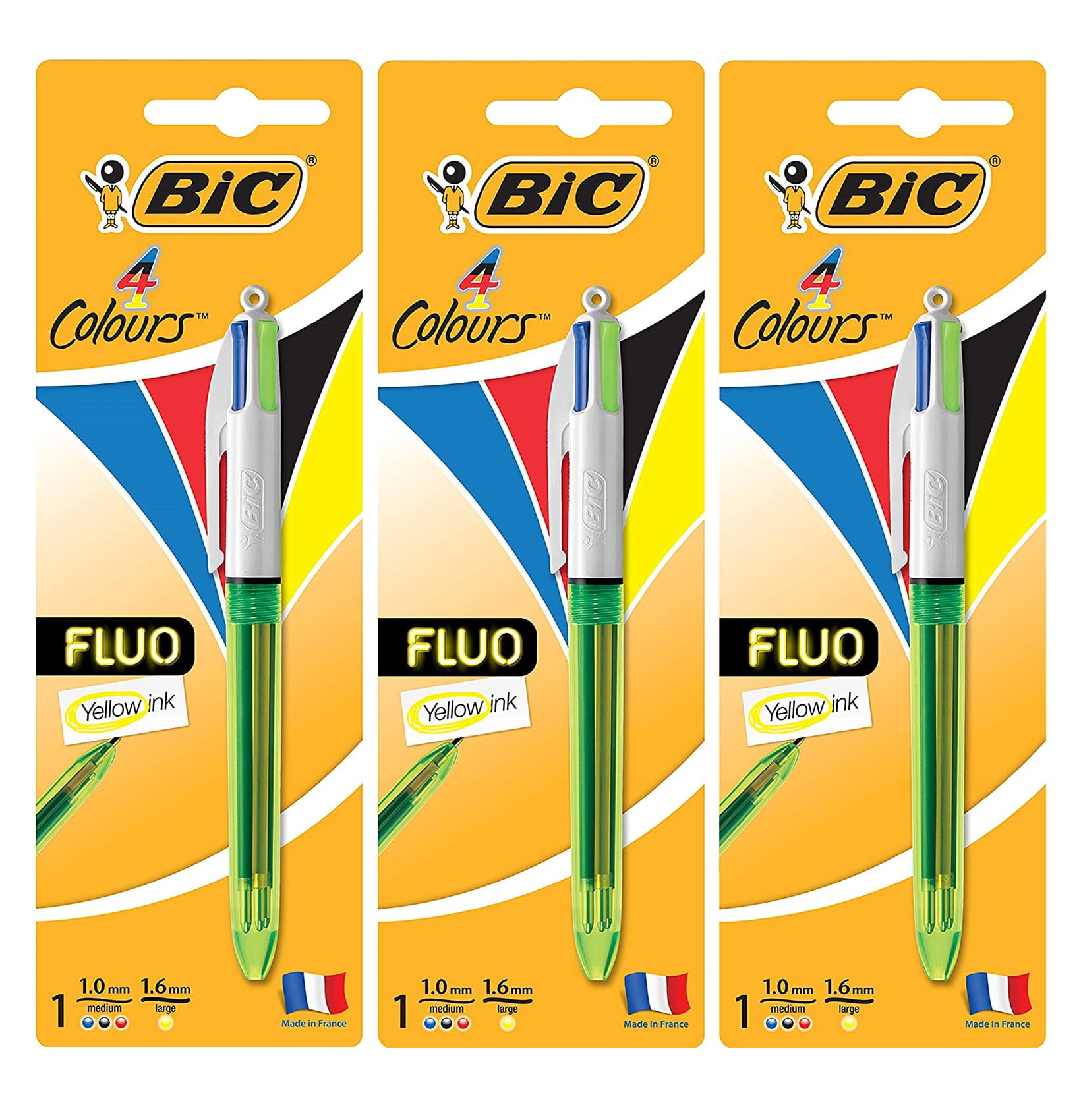 NEW IN PACKET BIC 4 COLOUR FLUO BALLPOINT PEN 
