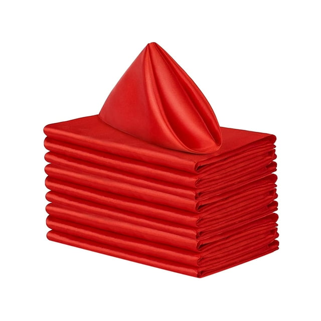 10 servilletas cuadradas de satén reutilizables de 48 x 48 cm. Rojo