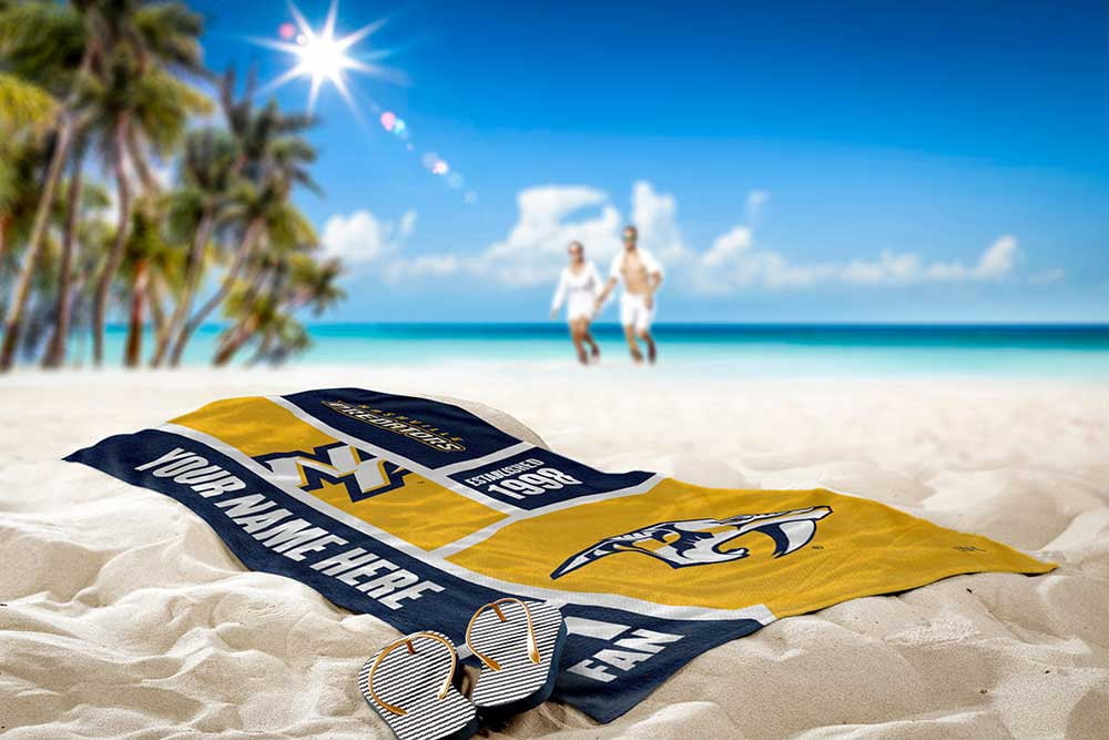 Nashville Predators NHL Colorblock Personalized Beach Towel, 30" x 60"