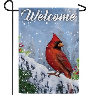 Mocsicka Hello Winter Garden Flag 12x18 Inch Pines Tree in Snow Yard Flag Vertical