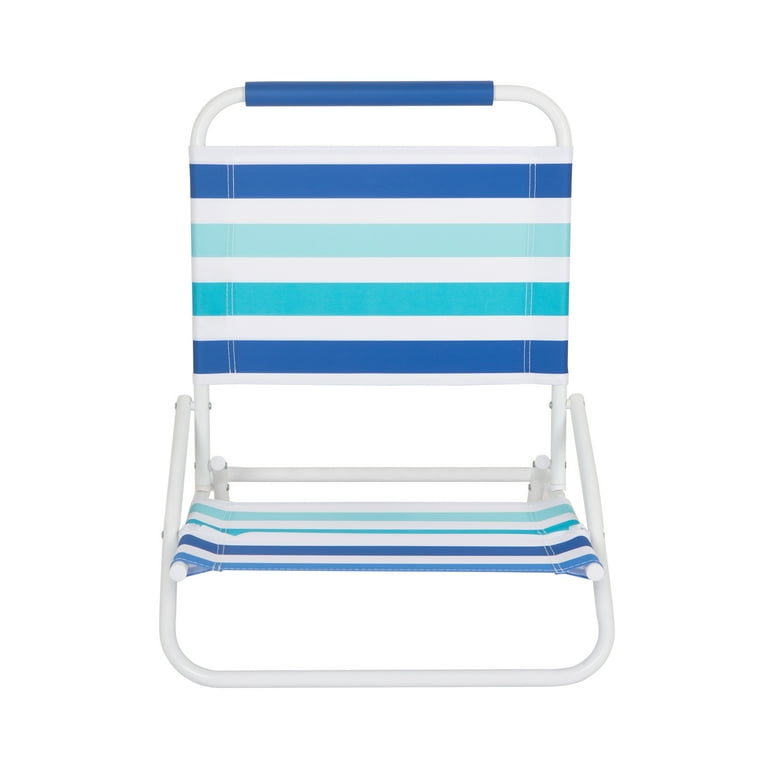 Mainstays Folding Beach Sand Chair Blue Teal Stripe Walmart