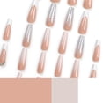 thumbnail image 4 of Fiudx Uñas Francesas con Diseño Glamoroso de Degradado con Brillo, Juego de Uñas Postizas Extraíbles con Deslumbrantes Detalles de Punta de Diamante, para Uso Diario y Eventos Especiales, Ideal para, 4 of 6