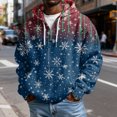 thumbnail image 2 of Wutalume Men's Casual Solid Color Zipper Long Sleeve Hooded Sweatshirt, Everyday Pullover with Christmas Print, Waffle Texture for Comfort and Style,Navy S, 2 of 4