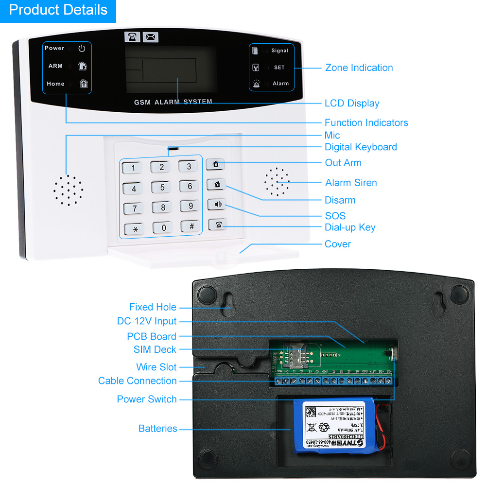 Wireless GSM SMS Home Burglar Alarm System Detector Sensor Kit Phone App Remote Control 433MHz 1527