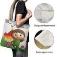 thumbnail image 3 of Charlie y los Números Bolso de tela con estampado de lienzo para mujer, bolsa de compras reutilizable y estética, con cremallera interior, regalo para mujer, 35 × 40 cm., 3 of 6