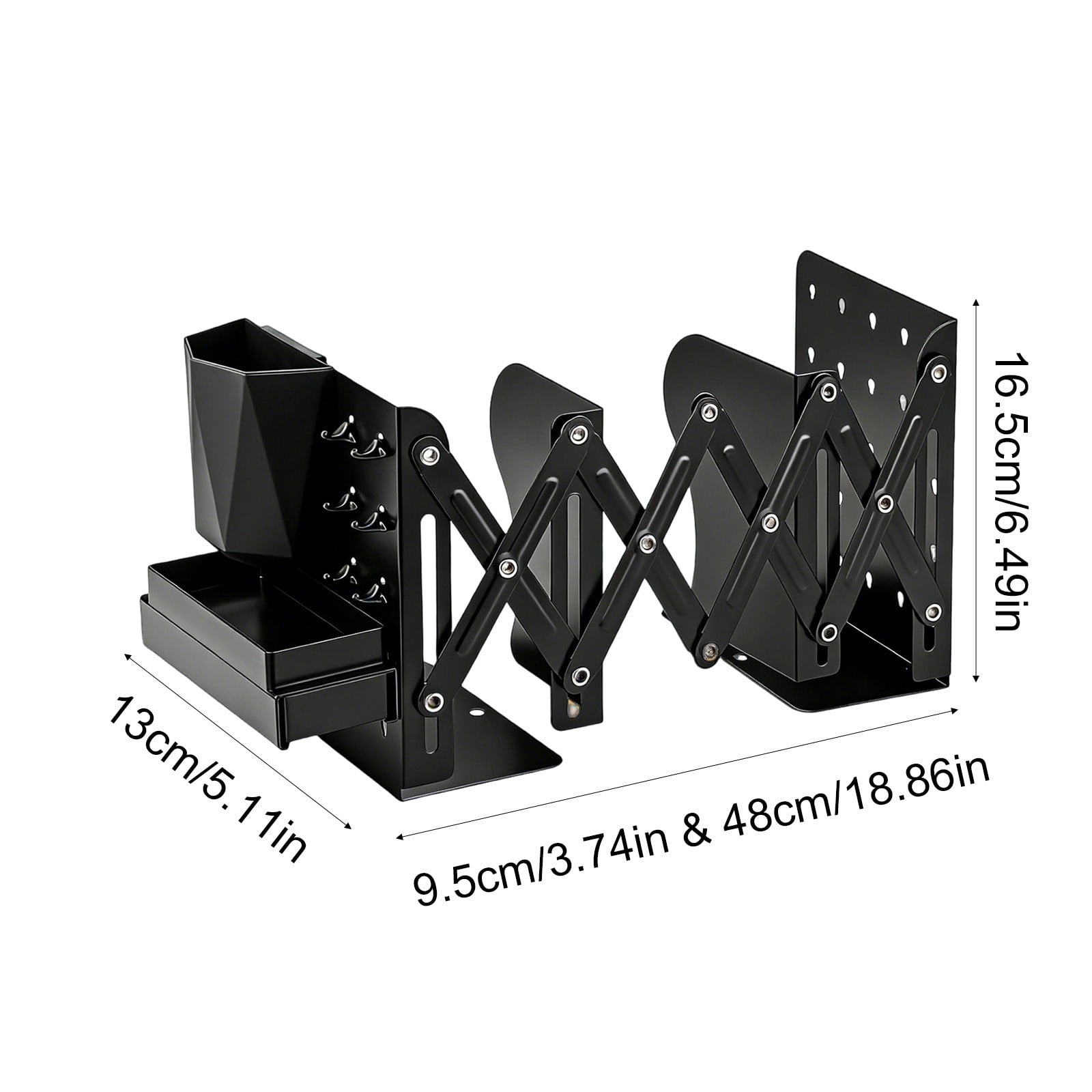 Specollect 1 Pcs Adjustable Desktop Organizer Stand with Storage Box Pen Holder Hooks for Office Supplies Home Study Desk Accessories Multifunctional Rack