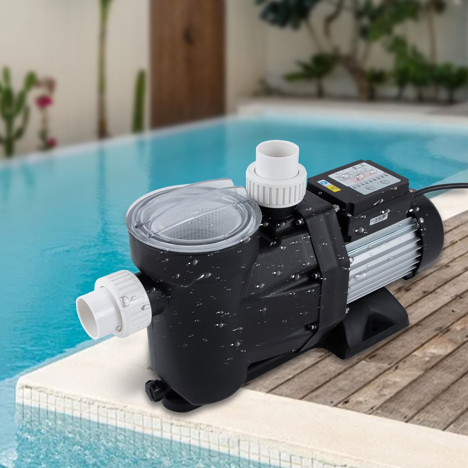 1.5 HP Ground Pool Pump, Black 1100W Powerful Self Primming Swimming Pool Pumps, Pool Pump with Timer Floor Mount