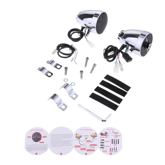 Metal impermeable Bluetooth motocicleta altavoces estéreo sistema de Audio USB Radio Plata Cola Altavoces estéreo de motocicleta
