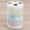 thumbnail image 1 of Fantasy World Ceramic Toothbrush Holder, Rainbow Silhouette over Fluffy Clouds, Decorative Versatile Countertop for Bathroom, 4.5" X 2.7", Multicolor, 1 of 4
