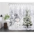 thumbnail image 2 of Winter Snowman Shower Curtain for Bathroom Pine Tree Forest with Snowflake Winter Scene Shower Curtain with 12 Hooks Cute Christmas Holiday Bathroom Curtains Shower Set 72x72 Inch, 2 of 6
