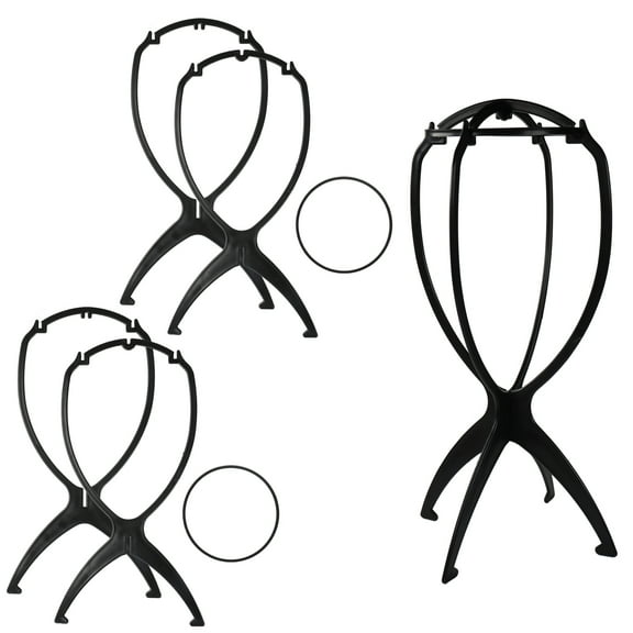 3 Pack Wig Stand Wig Head Stand for Multiple Wigs, Black