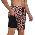 thumbnail image 3 of Haiem Strawberry Mens Swim Trunks with Compression Liner 2 in 1 Swimming Shorts Stretch Swimwear Quick Dry,Board Shorts-Small, 3 of 9